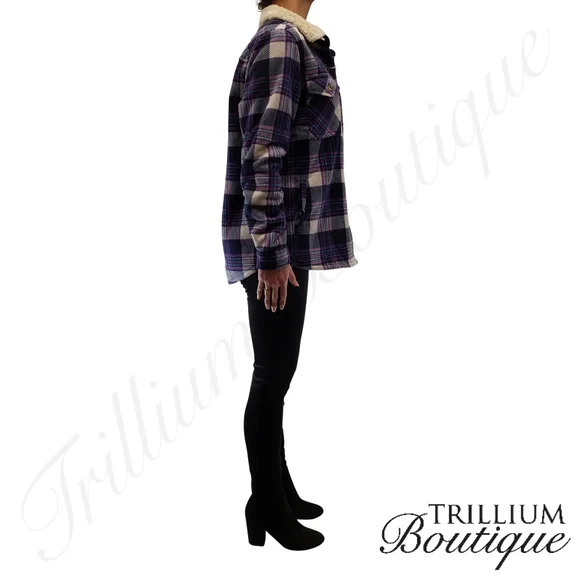 Soho Threads Women's Blue Plush Shirt Jacket NWT - Picture 4 of 7